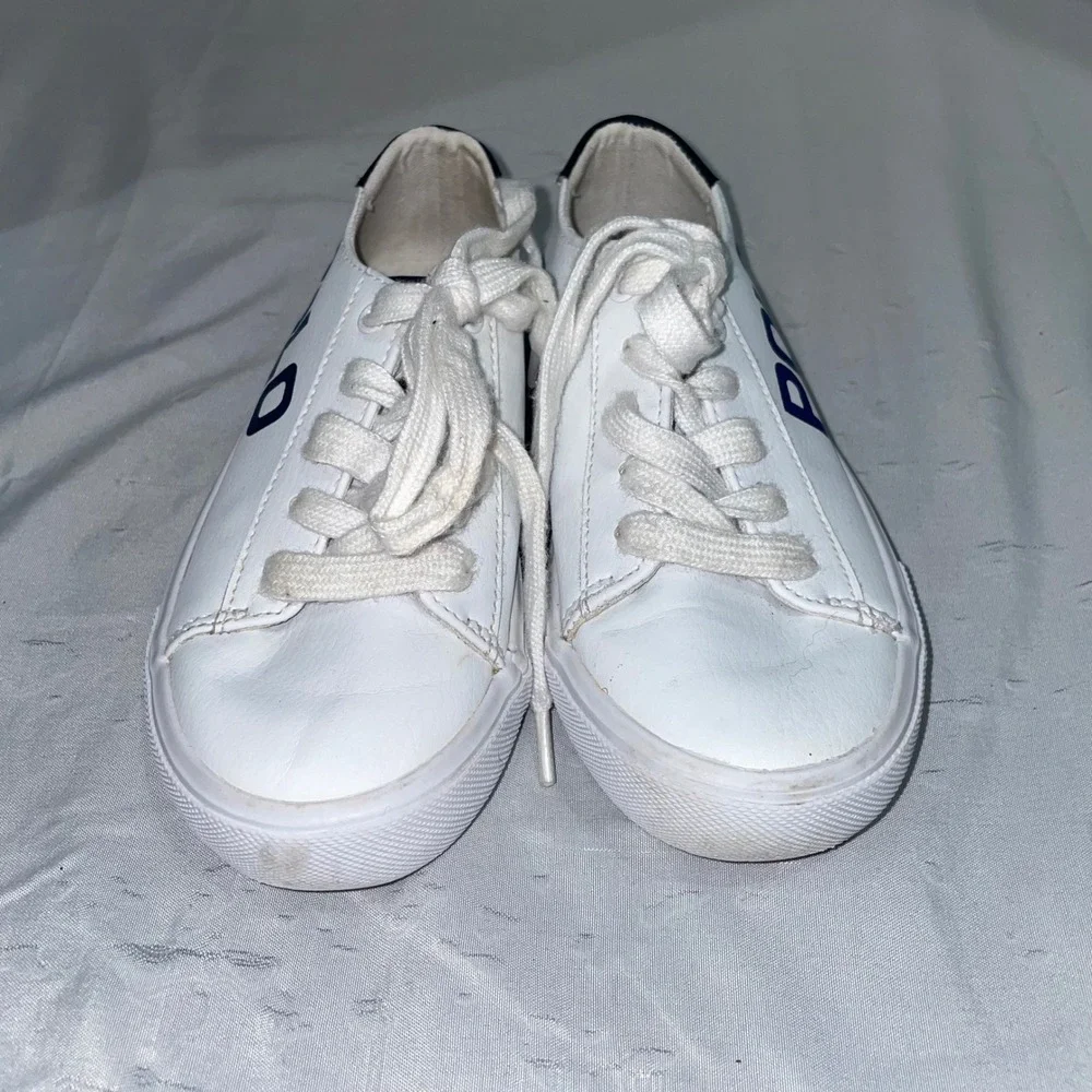 Polo Ralph Lauren Kids Fantor Big Logo White Navy Blue Sneakers Size 11 RFS11309